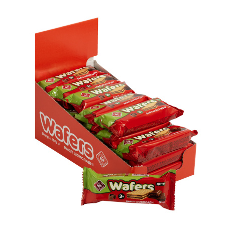 Вафлі з начинкою "Wafers" шоколадні, 1200г (24*50г) (пак1,2)